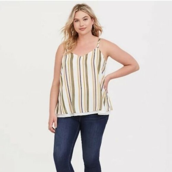 torrid Tops - Torrid Sophie Striped Layered Cami Tank Top Pink Women's Plus Size 1 1X H12386